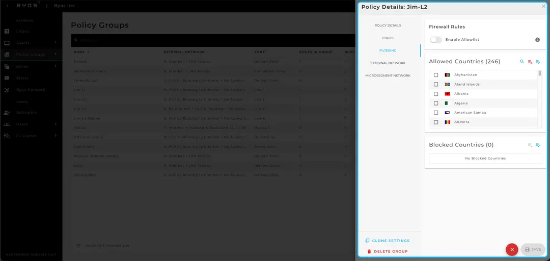 Accessing the Firewall Rules feature