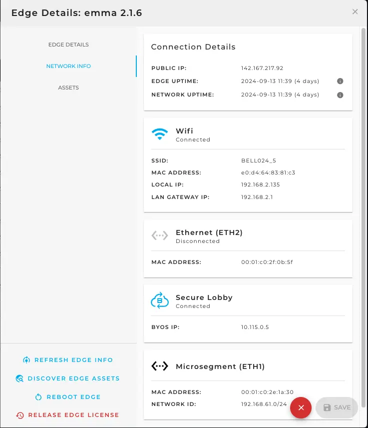 Managing Individual Edges – Network Info