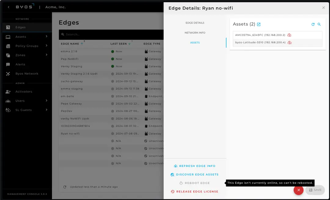 Edge Actions – Reboot Edge Remotely