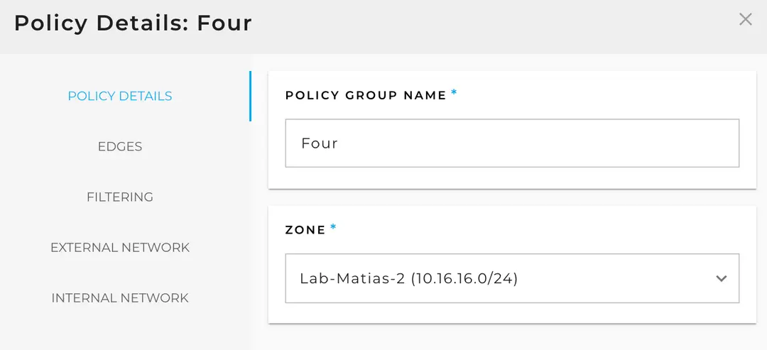 Editing Policy Groups – Policy Details