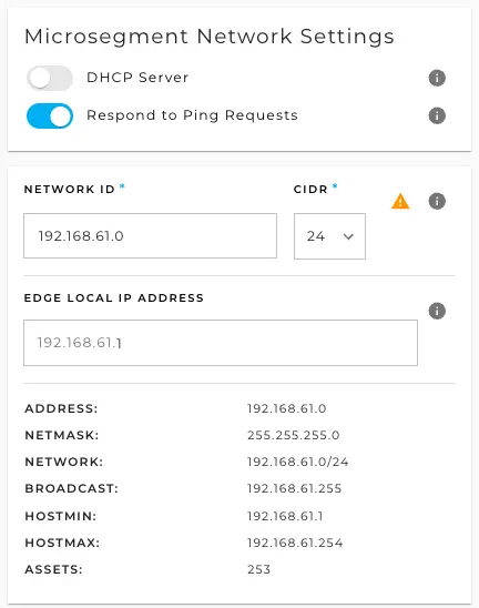 Microsegment Network – Setting a Static IP for the Edge