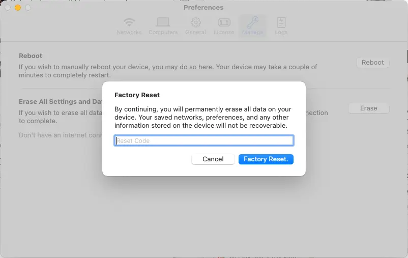 Factory Reset