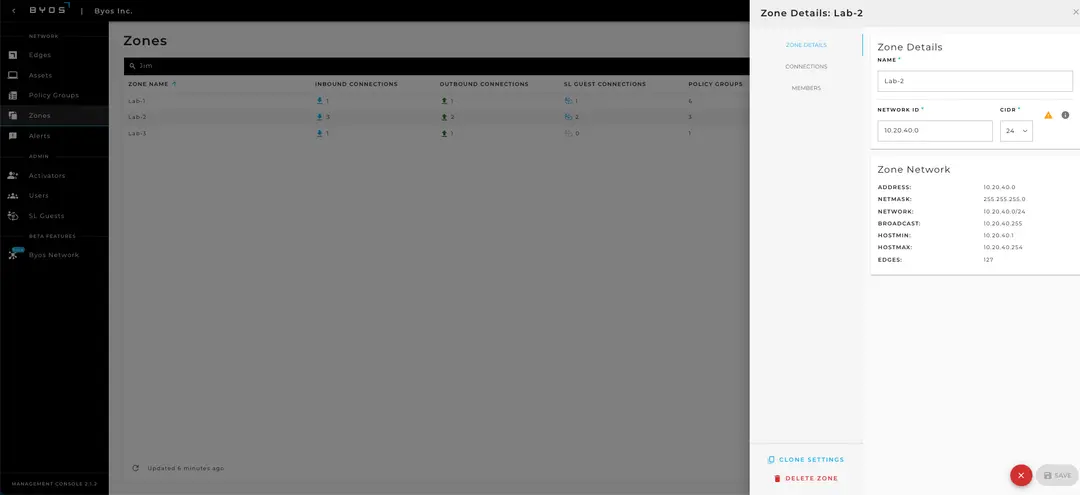 Byos Secure Lobby Overlay – Zones
